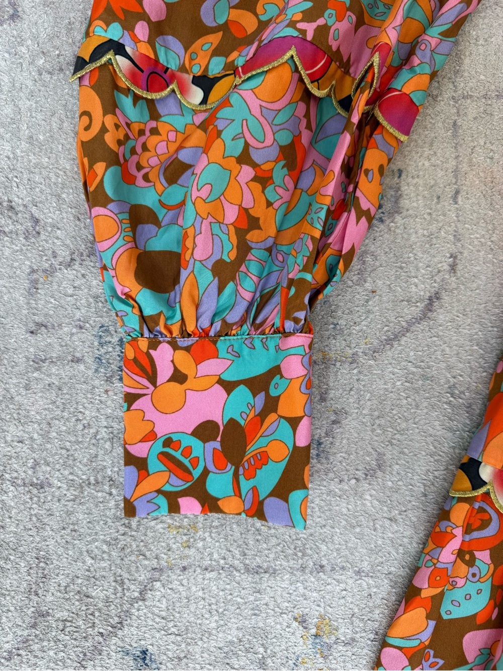 CeliaB Orange Floral Midi Dress with Puff Sleeves - Picture 11 of 11